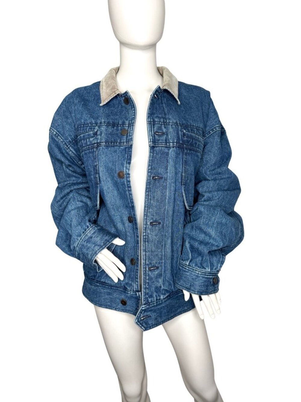 Yves Saint Laurent Size L Vtg 80s Corduroy Denim Jean Jacket Oversized YSL